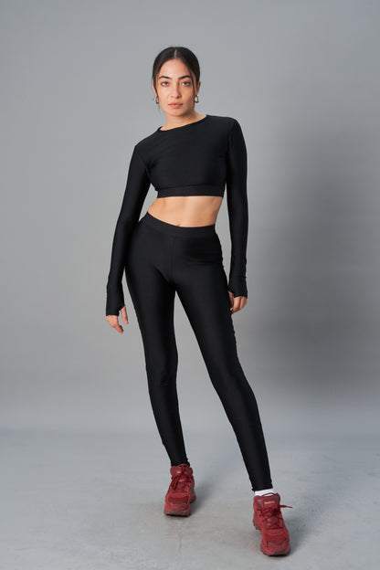 Elastic Long Sleeves Crop Top